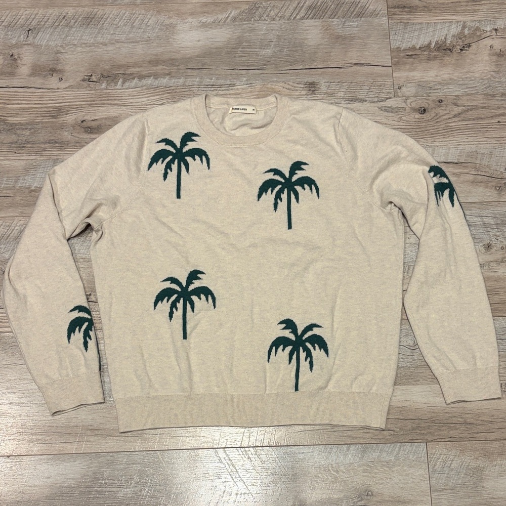 Marine Layer Beige Sweater with Palm Tree Motif